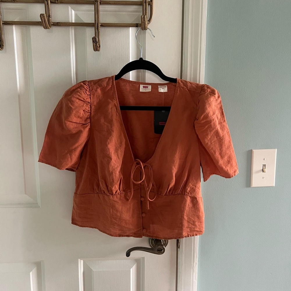Levi's Terracotta Puff Sleeve Blouse